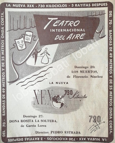 Cartel / Radio Difusora Xex. Y Teatro Internacional Del Aire