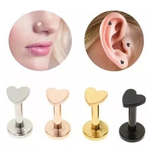 Piercing Tragus Orelha Coração Vazado Pedra Zircônia - RaraSteel