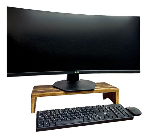 Base Para Elevar Monitor Suporte Tela Madeira Teca 50x20