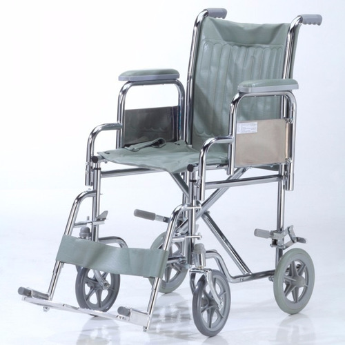 Silla De Ruedas De Transporte Cromada, Plegable Desmontable