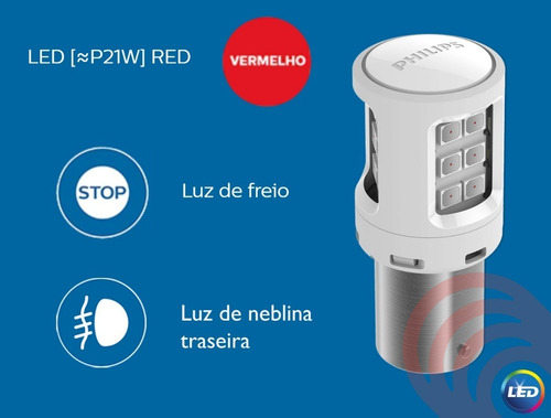 Imagem 5 de 7 de Par Kit 2 Lâmpadas Philips Led Ultinon P21w 1 Polo Freio