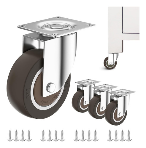 Juego De 4 Ruedas Giratorias De 2 Pulgadas, Ruedas Carr...