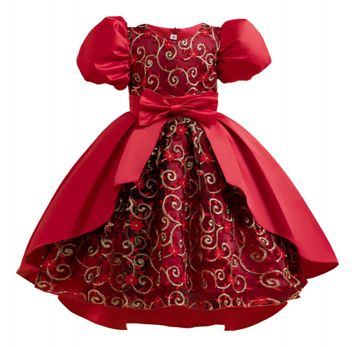 Vestido Rojo Para Niños, Falda De Vestir, Mangas Abullonadas