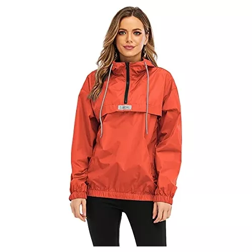 Chubasquero con capucha para mujer, con cremallera, para entrenamiento,  senderismo, chaqueta con capucha de manga larga, con cordón, impermeable