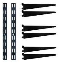 Comprar Kit 2 Rieles 1m 100cm + 6 Ménsulas 27cm Rapi Estant Negro