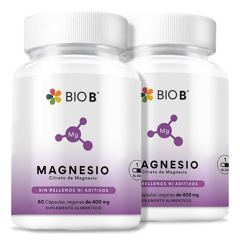 Bio B | 2 Pack Magnesio | 60 Cápsulas Veganas Sabor Sin Sabor