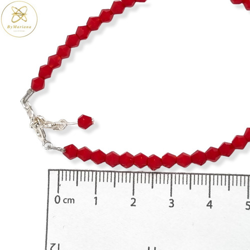 Imagen 4 de 5 de Pulsera Plata Con Cristales Rojos