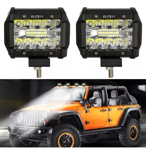 Kit Par Faro Led Auxiliar 60w Spot Cree 20 Led Jeep Pick Up