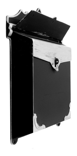 Imagen 3 de 4 de Buzon Antique Color Negro Con Gris Grabado Mail 2200 Grande