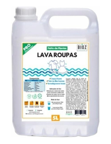 Kit 2 Lava Roupas Super Concentrado Biodegradável Bioz 5l