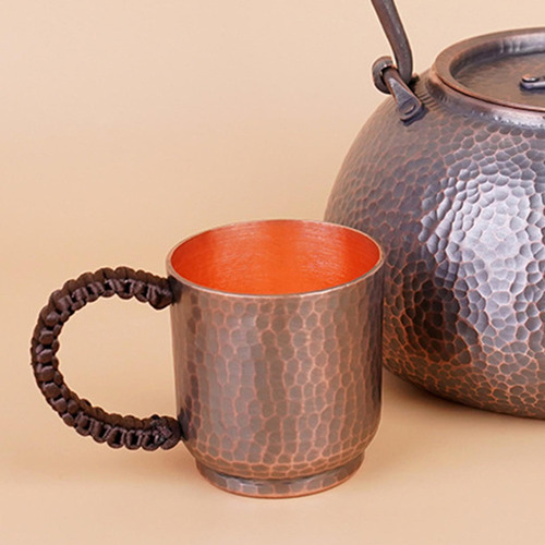 De Taza De Cobre De 100 Ml Con Asa, Taza De Agua Martillada,