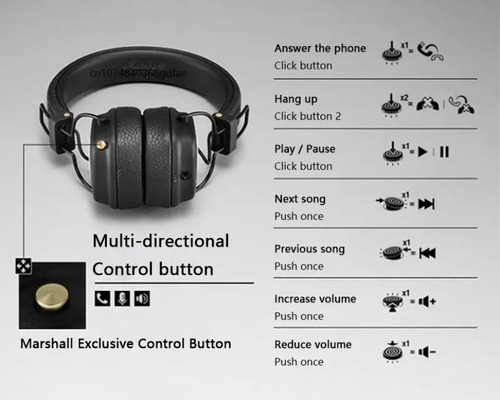 Audífonos Bluetooth Marshall Major Iv Negro (cargador Regalo