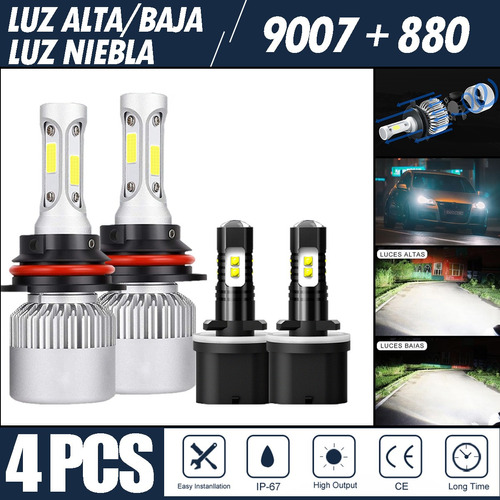 Kit De Focos Led 8000lm Luz Alta/baja/niebla Para Nissan