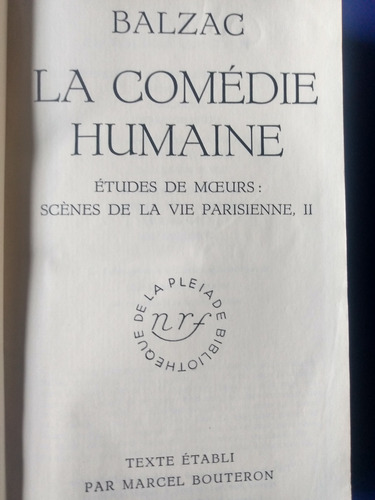 La Comedia Humana - Balzac - Papel Biblia - Francés (1950)