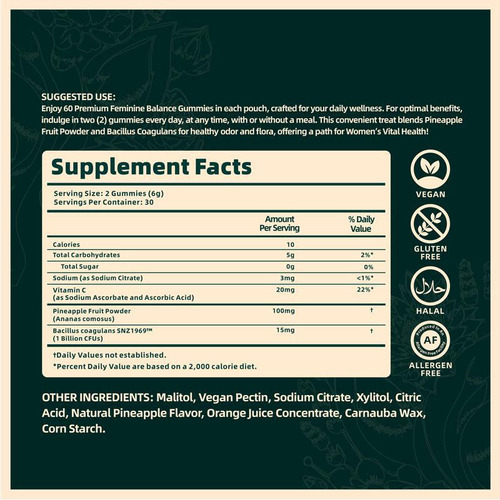 V Gomas Vital Source Feminine Balance Gummies Abacaxi