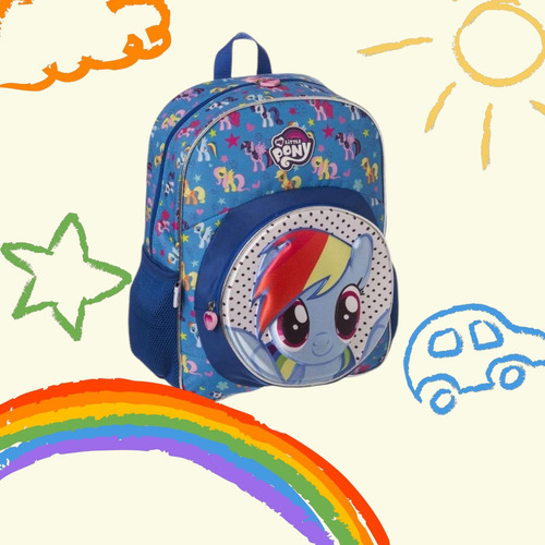 Mochila Primaria My Little Pony Faces Rd Azul Pony