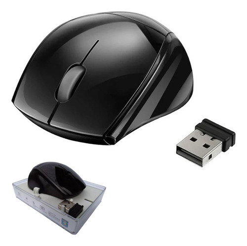 Mini Mouse Wireless S/ Fio 2.4ghz 10 Metros Usb Notebook Pc Cor Preto