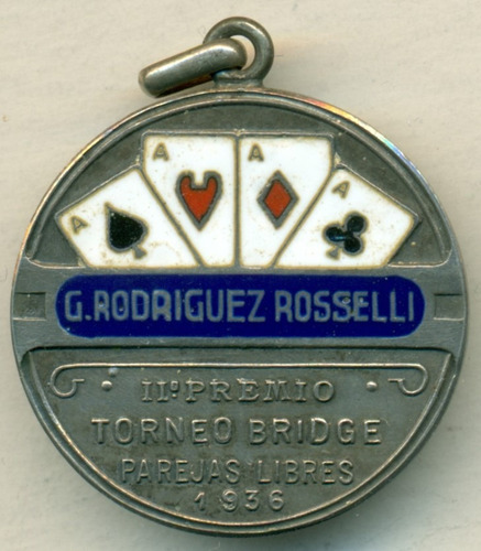 Jockey Club Rosario Premio De Bridge Plata Y Esmaltes 1936