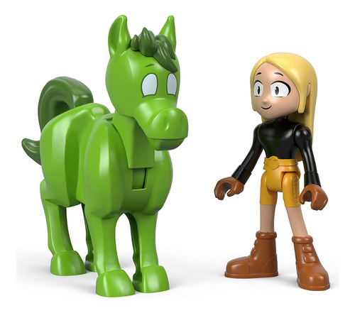 Conjunto Mini Bonecos Imaginext - Boneca Menina Terra E Cavalo Verde Mutano - Jovens Titãs - Fisher Price Brinquedos