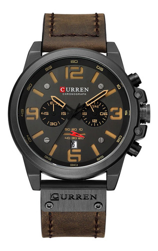 Reloj Curren Hombre Elegante Pulsera Cuero Cuarzo Cronógrafo