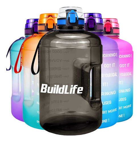 Buildlife. Botella De Agua Motivacional De Galón Con Marcado