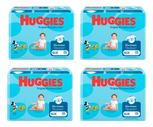 Pañal Huggies Triple Proteccion Talla G Bulto De 4 Paquetes