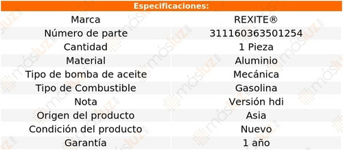 1-bomba Aceite Citroen C3 4 Cil 1.6l 05/10 Rexite