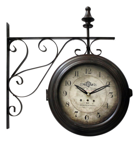 Yosemite Home Decor Reloj De Pared De Hierro De Doble Cara, 