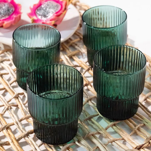 Vaso Corto Verde 310 Ml Vidrio De Borosilicato Verde