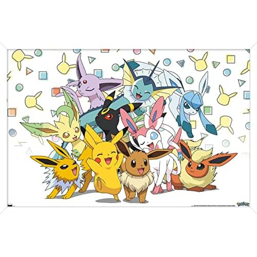 Póster De Pared De   Pikachu, Eevee Y Sus Evoluciones,...