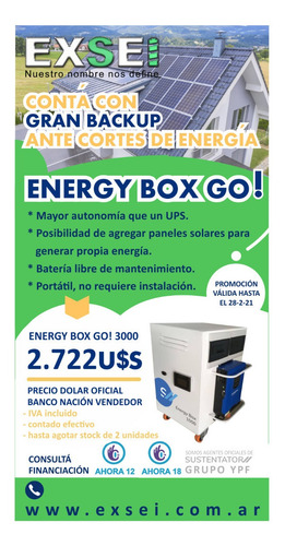Imagen 2 de 10 de Energy Box Go! 3000 Solar, (ups) Con Baterías Integradas