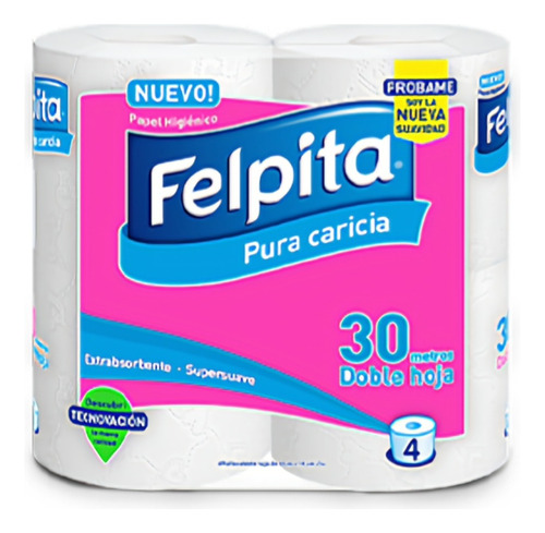 Papel Higiénico D/hoja Felpita Pura Caricia Pack 10paq 4x30