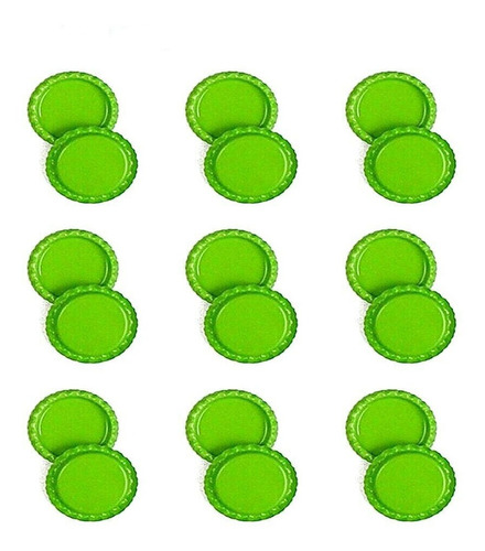 100pcs Green Flattened Bottle Caps Flat Linerless Double Wfb