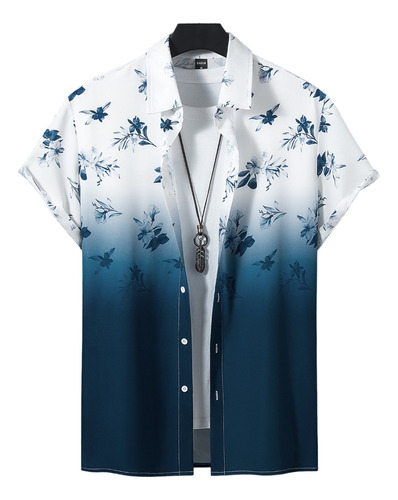  Camisa Shein De Doble Color Con Estampado / De Hombre