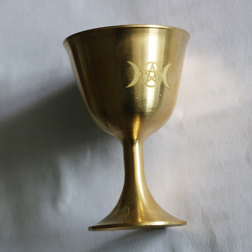 Copa De Altar Wicca, De Latón Bañado En Oro, For Ceremonia,