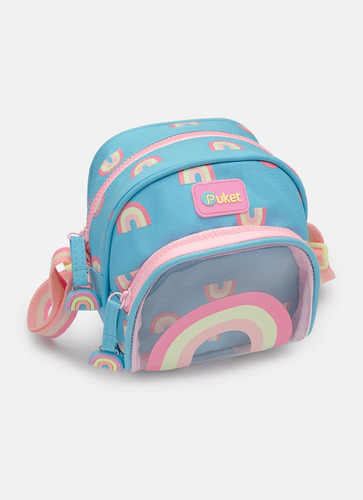 Bolsinha Customizável Arco Íris Cor Azul-aço Correia De Ombro Rosa