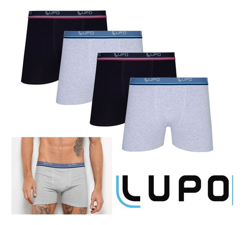 Imagem 7 de 10 de Kit 4 Cuecas Boxer Lupo Em Algodão Masculina Cotton Original