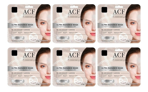 Acf Mascara Facial Ultra Radiance Mask Acido Hialuronico X 6