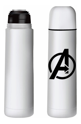 Termo Cilindro Bala Avengers Blanco 2 Piezas De 500 Ml