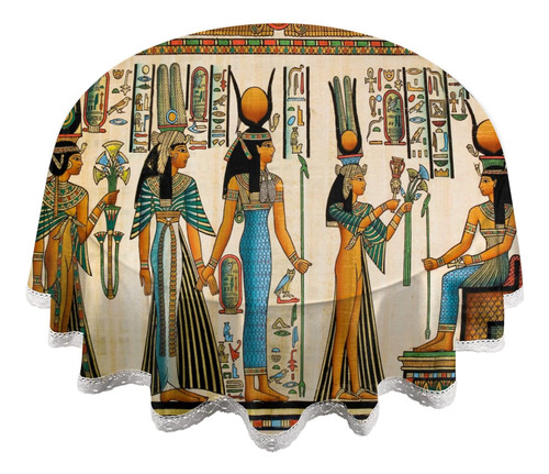 Mantel Redondo Antiguo Egipcio,mantel Impermeable Borde...
