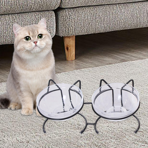 Comedero Para Gatos, Plato, Estante De Doble Cuenco Negro