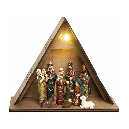 Nacimiento Y Pesebre Tradicional Iluminado, Conjunto De 9