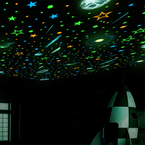 Pegatinas de pared O Luminous Star Luminous para habitación infantil, color multicolor