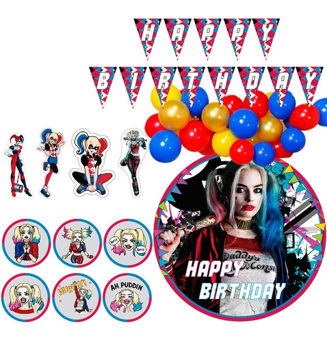 Kit Decoracion Globos Cumpleaños Tematica Harley Quinn