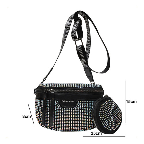 Riñonera Mujer Bandolera Strass Eco-cuero Calidad Color Plateado Diseño De La Tela Fashion Bags