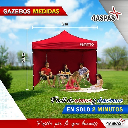 Gazebo 3x3 Autoarmable Plegable Reforzado Exterior C Paredes