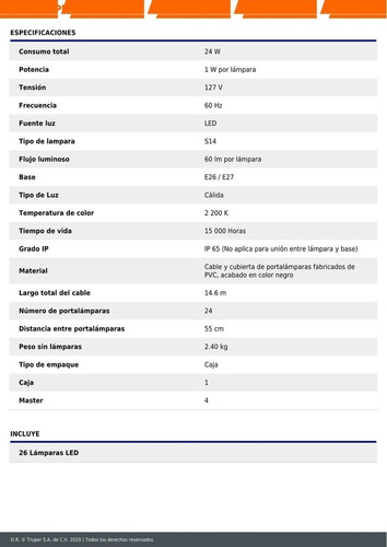 Imagen 4 de 5 de Serie 24 Luces Led Exterior 14.6 M 49991_