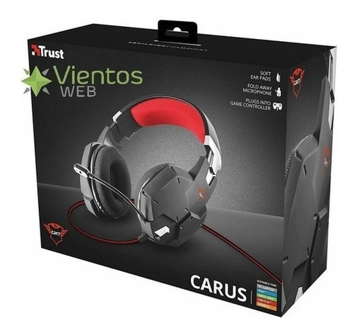 Auriculares Gamer Trust Carus 3.5mm Esport Negro Y Rojo Mic
