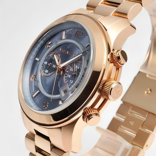 Relógio Michael Kors Mk8358 Rose Azul Completo Original