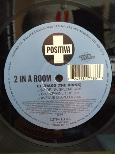 Vinilo Maxi 2 In A Room - El Trago ( The Drink ) (Usado)